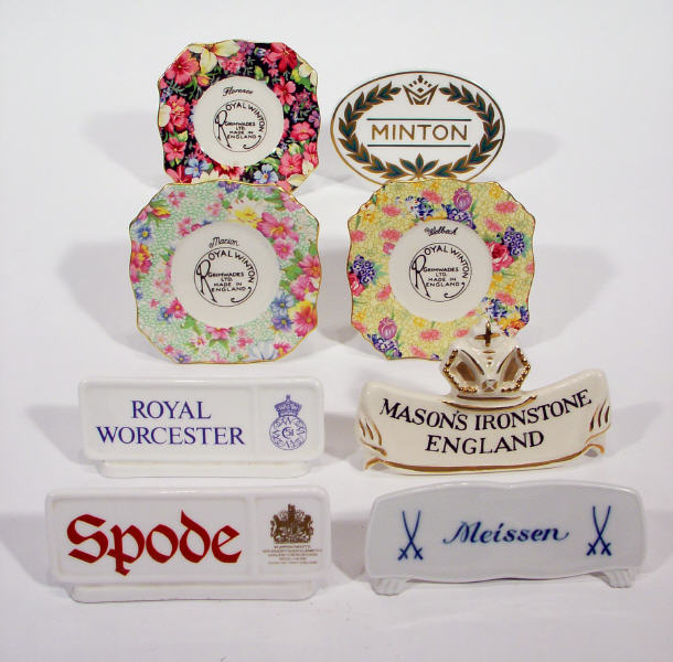 Appraisal: Eight ceramic advertising brand name displays including Minton Masons Ironstone