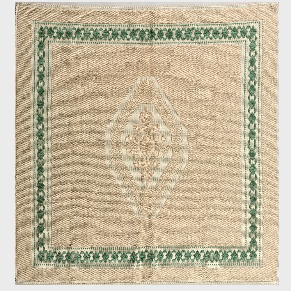 Appraisal: White and Green High and Low Pile Rug ft x