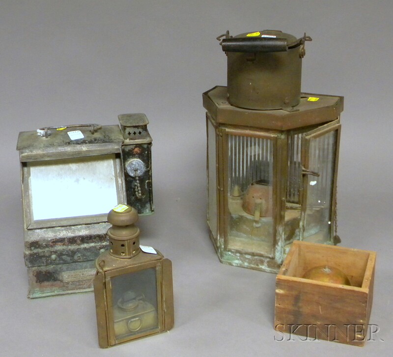 Appraisal: Group of Lanterns and Compasses two brass lanterns a Lionel