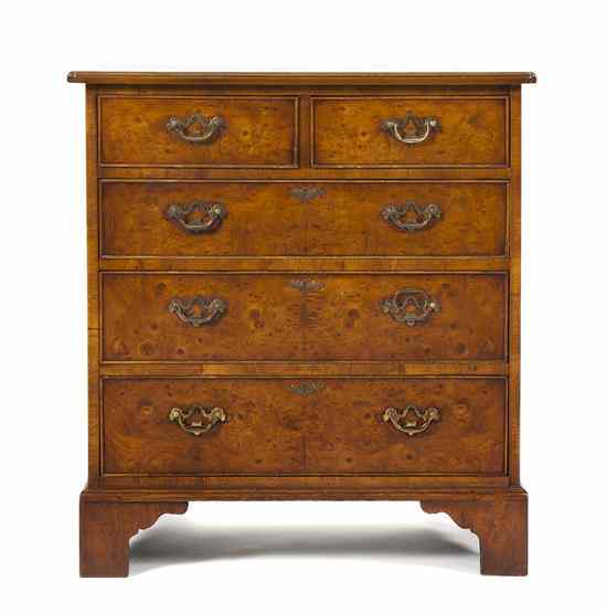 Appraisal: A George II Style Mahogany and Burlwood Diminutive Chest of