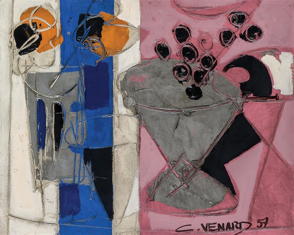 Appraisal: CLAUDE VENARD French - Abstract Still Life oil on canvas