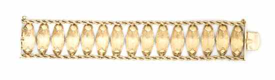 Appraisal: A Vintage Karat Yellow Gold Bracelet consisting of domed navette