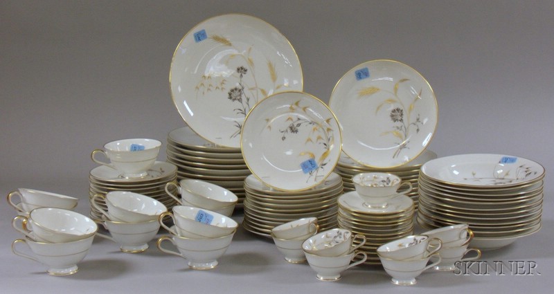 Appraisal: Ninety-two Piece Heinrich Co Gilt Golden Harvest Pattern Porcelain Partial