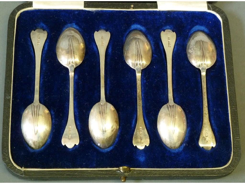 Appraisal: SET OF SIX GEORGE V SILVER COFFEE SPOONS with trefoil