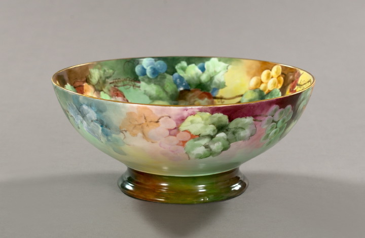 Appraisal: Tresseman and Vogt Limoges Hand-Painted Porcelain Footed Punchbowl first quarter