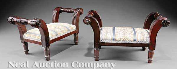 Appraisal: A Pair of American Federal Mahogany Footstools c Baltimore reeded