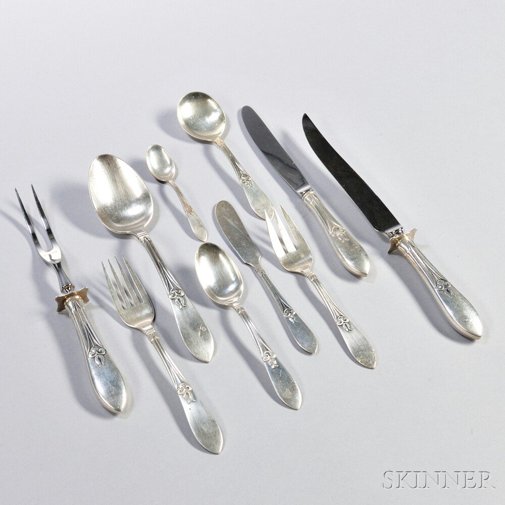 Appraisal: Frank Smith Tulipan Pattern Sterling Silver Flatware Service Gardner Massachusetts