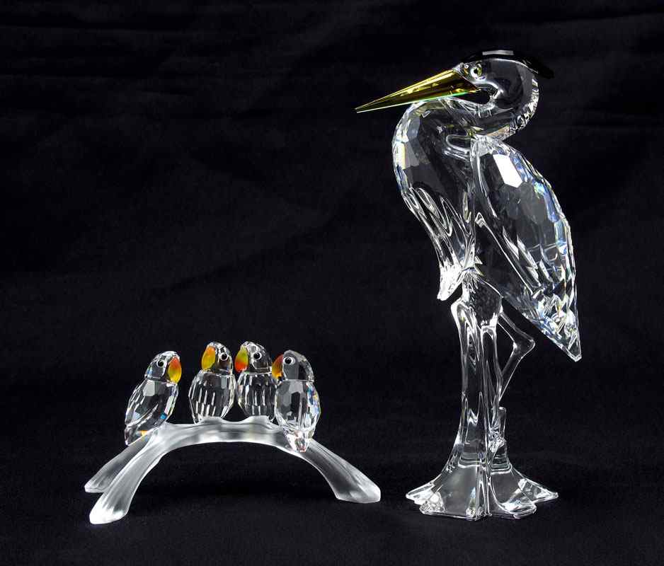 Appraisal: SWAROVSKI CRYSTAL FIGURINES To include SILVER HERON Adi Stocker designer