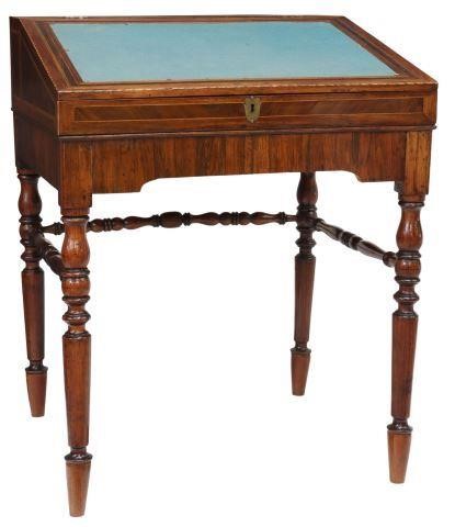 Appraisal: Mahogany slant-front writing desk th c accented with contrasting inlaid