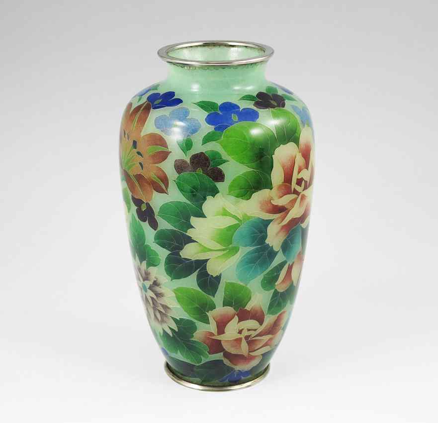 Appraisal: JAPANESE PLIQUE A JOUR CLOISONNE VASE All over floral decor