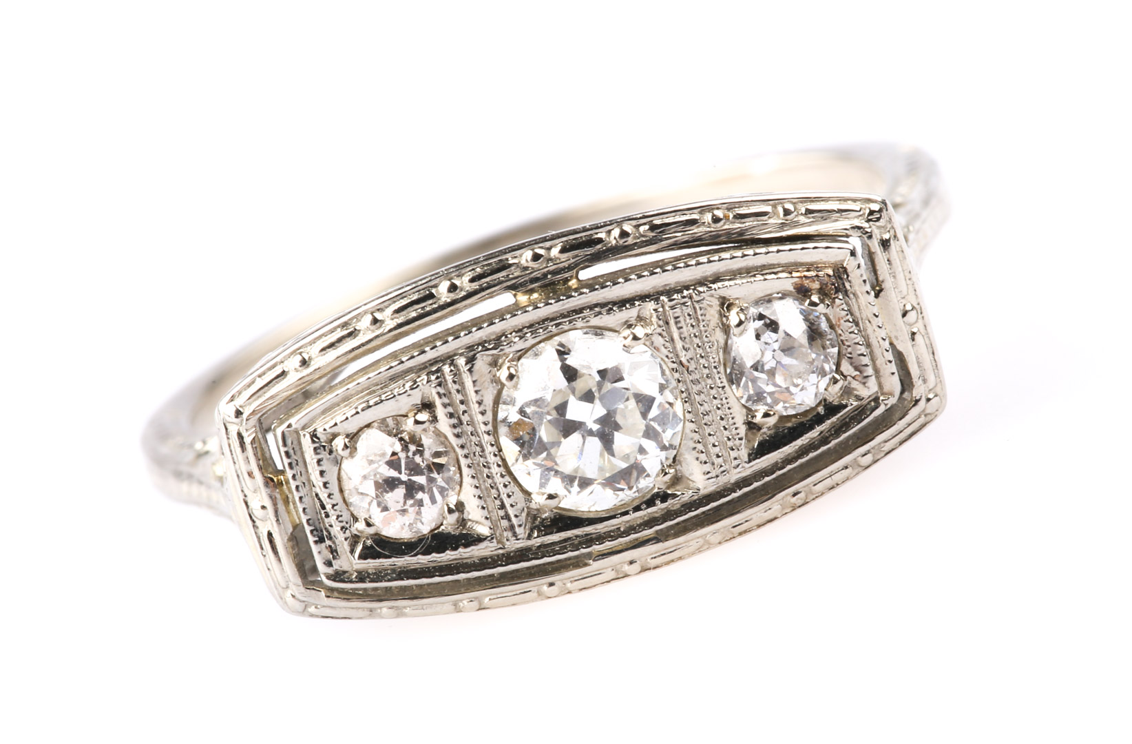 Appraisal: A Diamond Filigree Ring K white gold lady's diamond ring