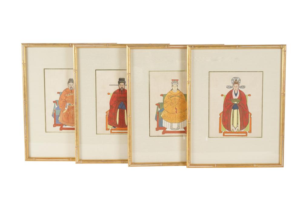 Appraisal: FOUR CHINESE PAINTINGink and colors on fabric unsigned titled verso