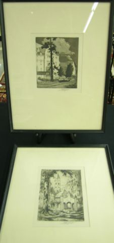 Appraisal: Louis Oscar Griffith IN - two Indiana University engravings including