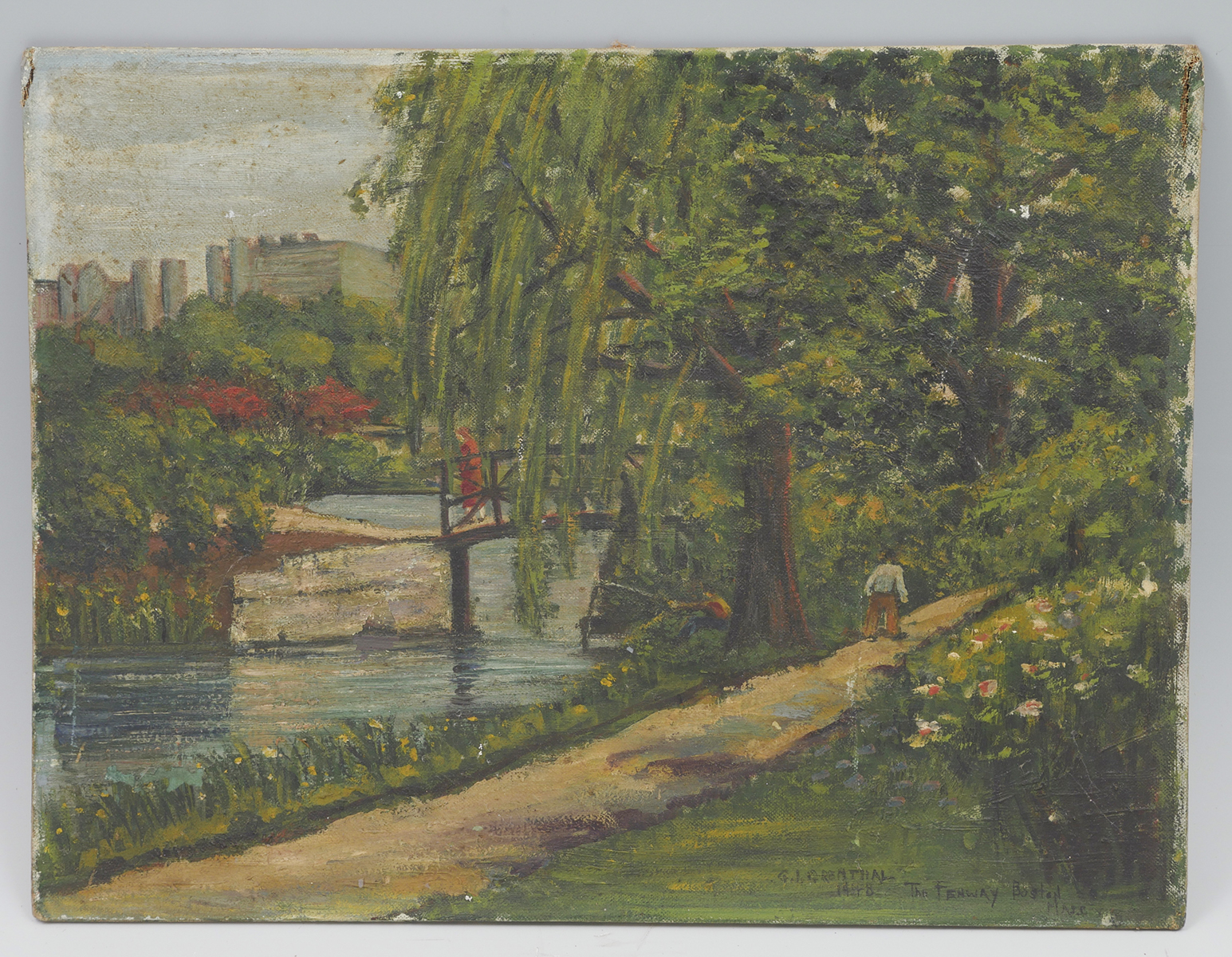 Appraisal: PAINTING ''THE FENWAY BOSTON'' Scene Depicts a Park View with