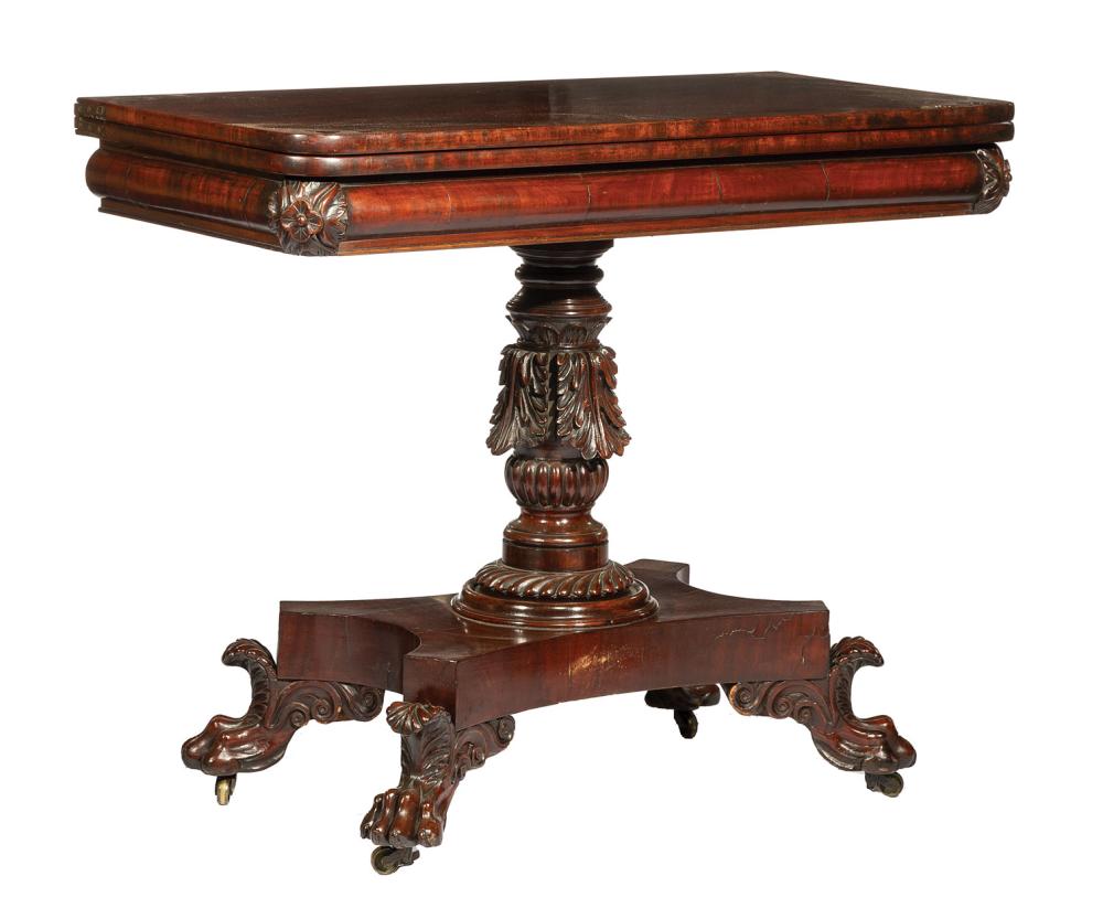 Appraisal: American Classical Carved Mahogany Games Table c attr to Anthony