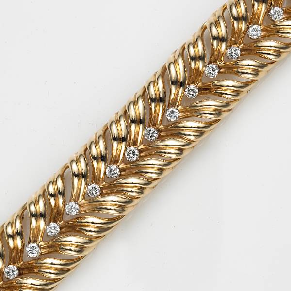 Appraisal: A diamond and fourteen karat gold bracelet estimated total diamond