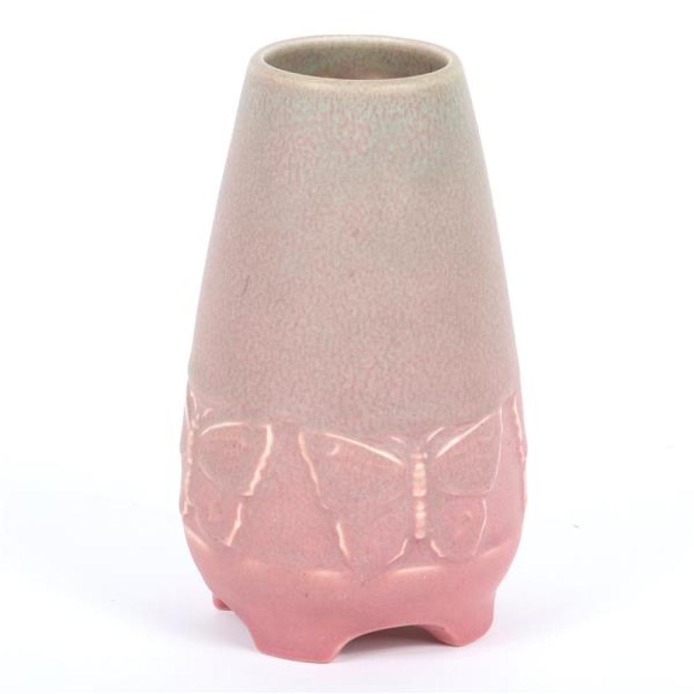 Appraisal: ROOKWOOD ART POTTERY BUTTERFLY PRODUCTION VASE MATTE PINK GLAZE WITH