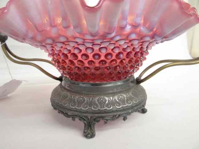 Appraisal: Lot five pcs cranberry glass including case glass bowl hobnail