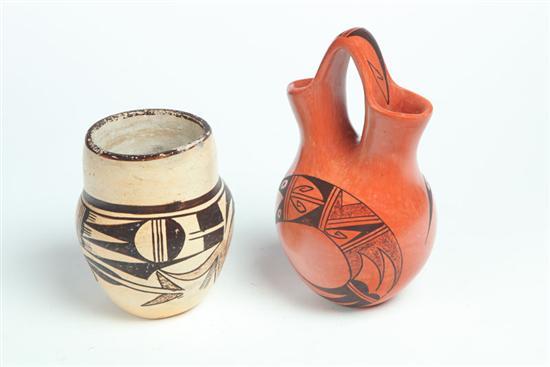 Appraisal: TWO PIECES OF AMERICAN INDIAN POTTERY Twentieth century Hopi wedding