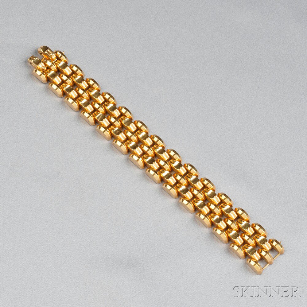 Appraisal: kt Rose Gold Bracelet the wide strap of arched and