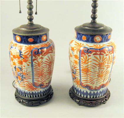 Appraisal: Pair of Japanese Imari porcelain lamp bases late th early