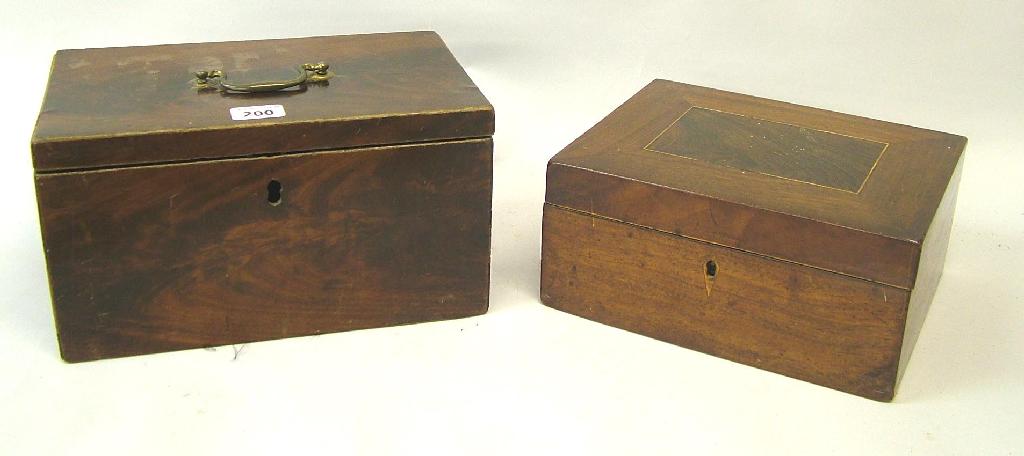 Appraisal: th century mahogany rectangular hinged work box wide th century