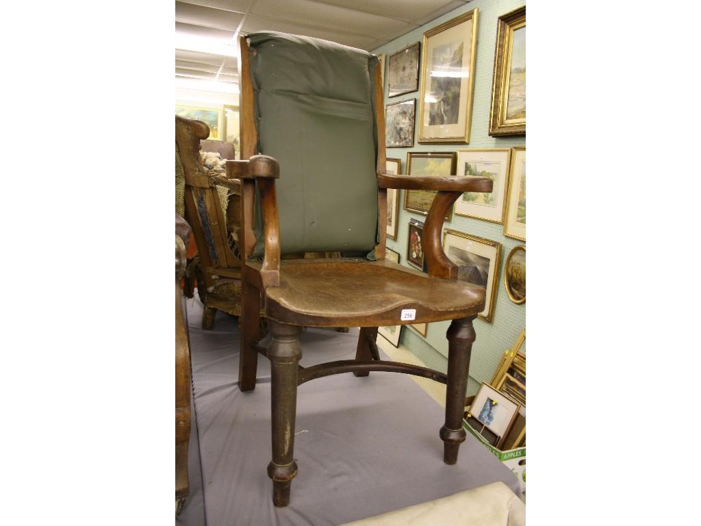 Appraisal: th century gentleman's carver chair with green leather stuff-over back