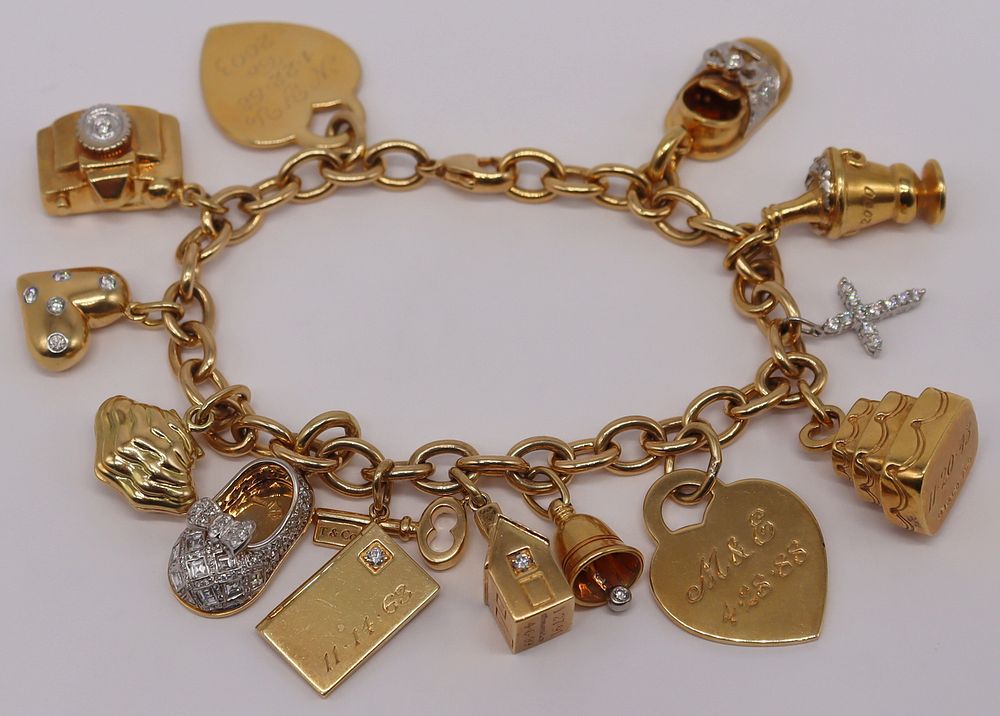 Appraisal: JEWELRY kt Gold Charm Bracelet with T Co Charms and