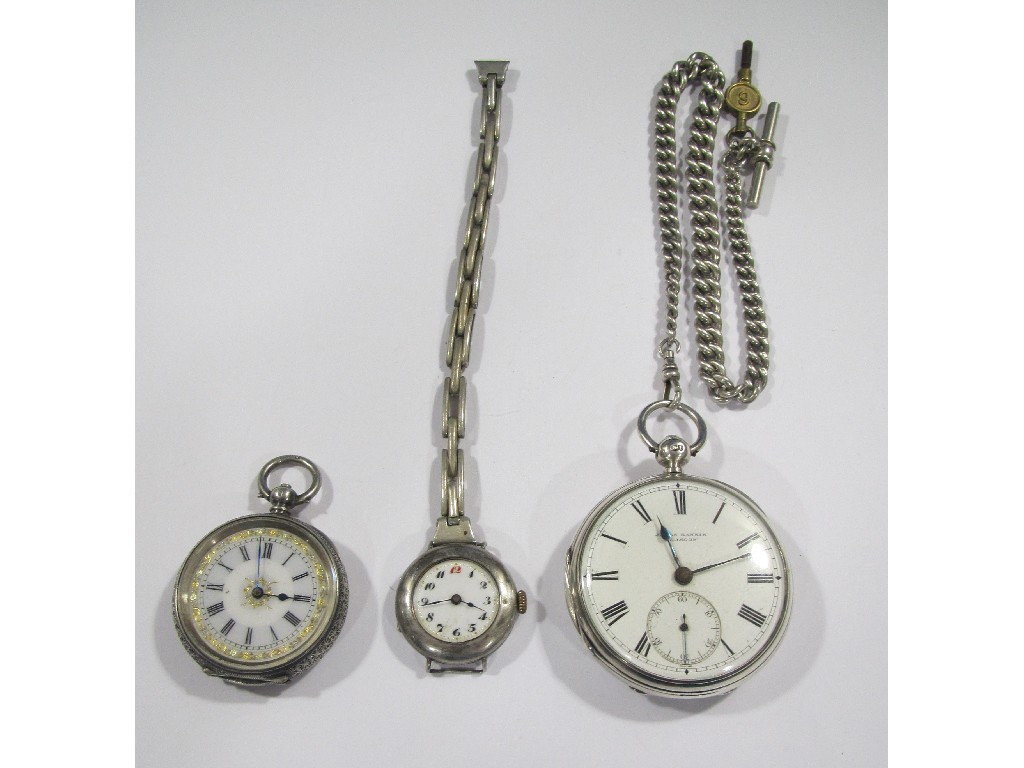 Appraisal: Lot comprising silver watches to include open faced pocket watch