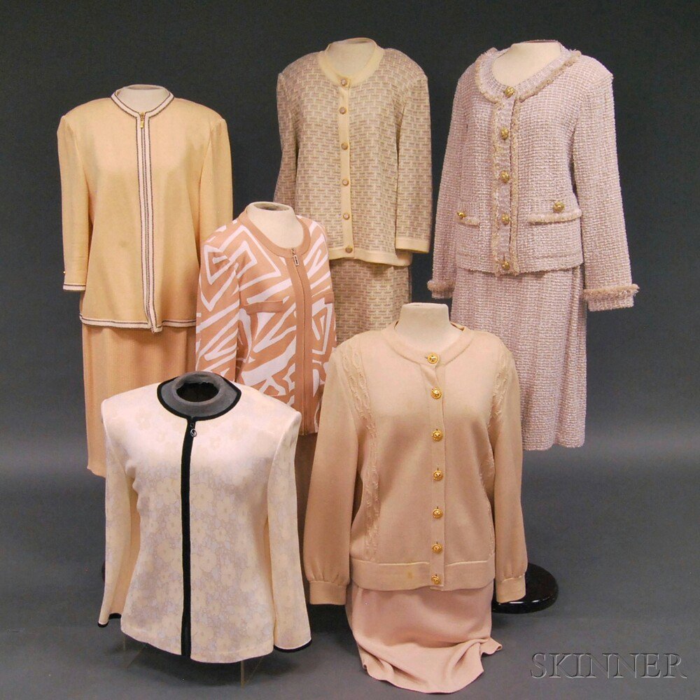 Appraisal: Group of St John Knit Wool Suits Sweaters and Skirts