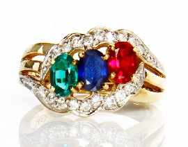 Appraisal: A ct gold multi-coloured stone and diamond dress ring size