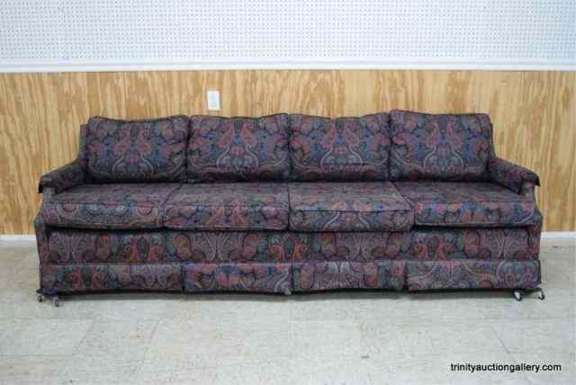 Appraisal: ' Long Modern Paisley Fabric Covered SofaFrom an estate is