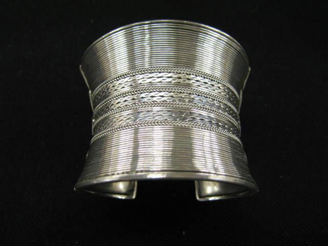 Appraisal: Sterling Silver Cuff Bracelet wide fine wire work design