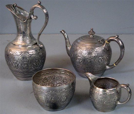 Appraisal: Victorian silver four piece tea service comprising tea pot sugar