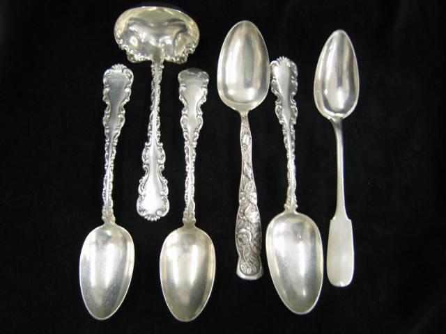 Appraisal: Sterling Silver Servers various tablespoons one European and a ladle