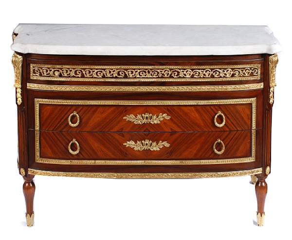 Appraisal: A Louis XVI style gilt bronze mounted commode with marble