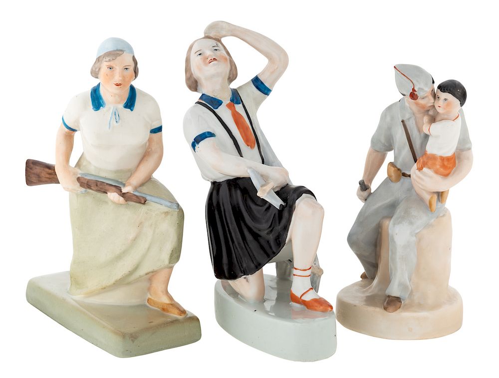 Appraisal: A GROUP OF SOVIET PORCELAIN PROPAGANDA FIGURINES GORODNITSKY PORCELAIN FACTORY