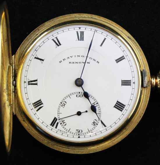 Appraisal: A George V Swiss ct gold hunter keyless lever pocket