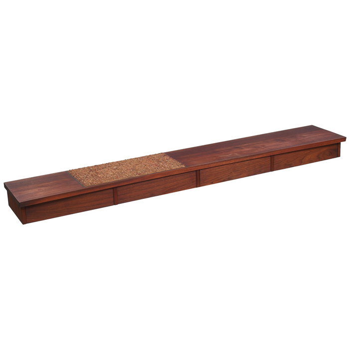 Appraisal: s studio wall shelf USA walnut case with slightly concave