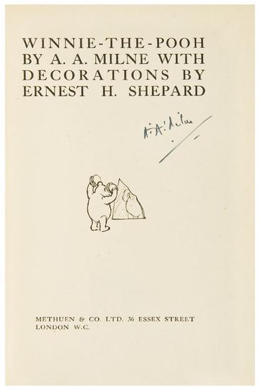 Appraisal: MILNE A A - and E H SHEPARD illustrator Winnie-the-Pooh