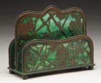 Appraisal: TIFFANY STUDIOS LETTER RACK In the grapevine pattern Patina finish