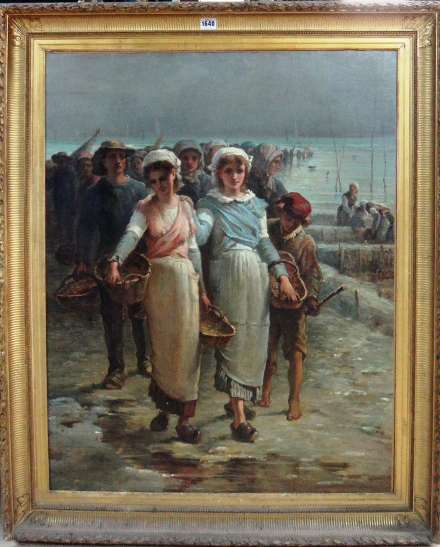 Appraisal: Alfred Feyen Perrin - The oyster girls oil on canvas