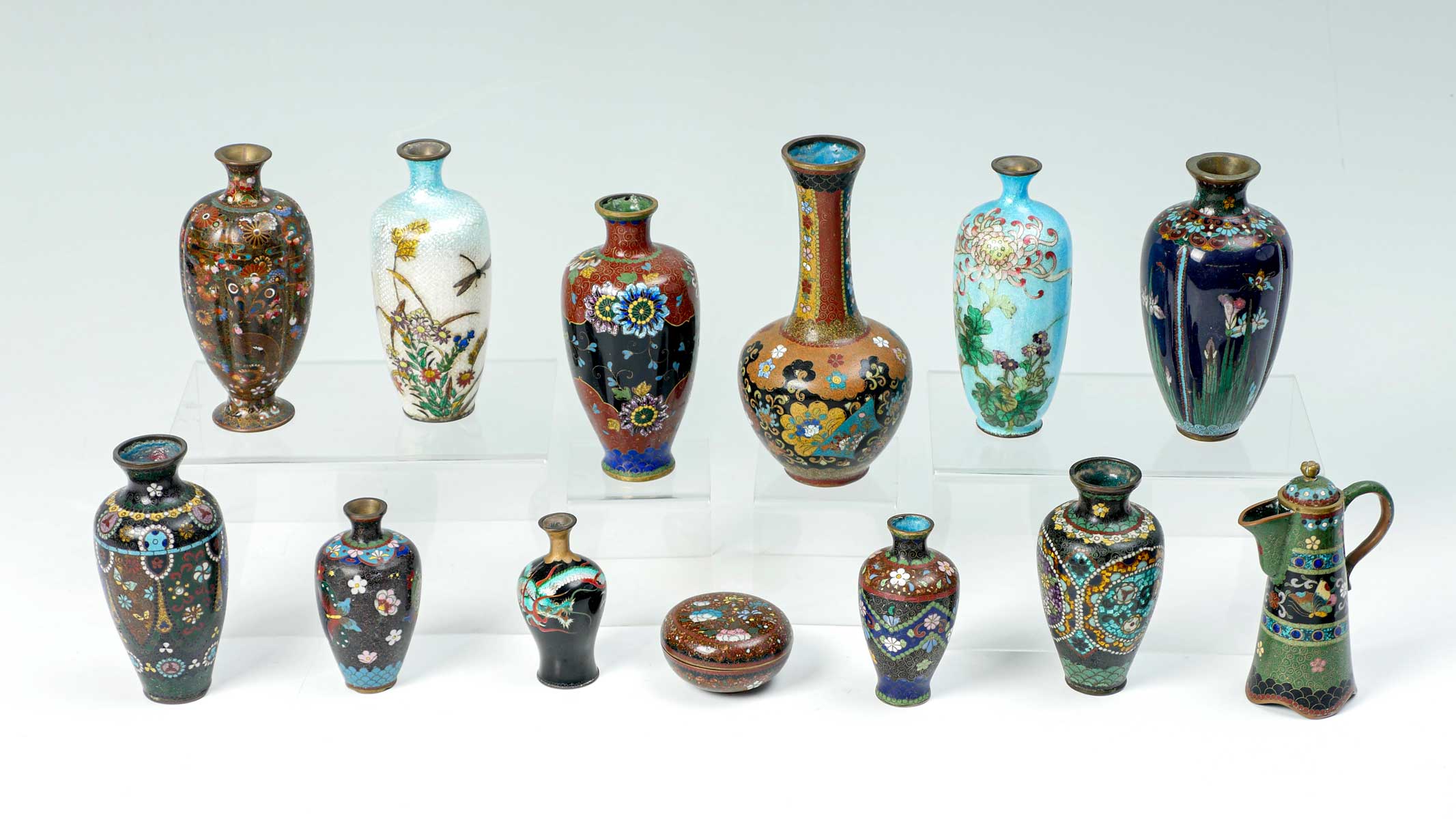 Appraisal: PC JAPANESE CLOISONNE COLLECTION Comprising - Vases - Covered round