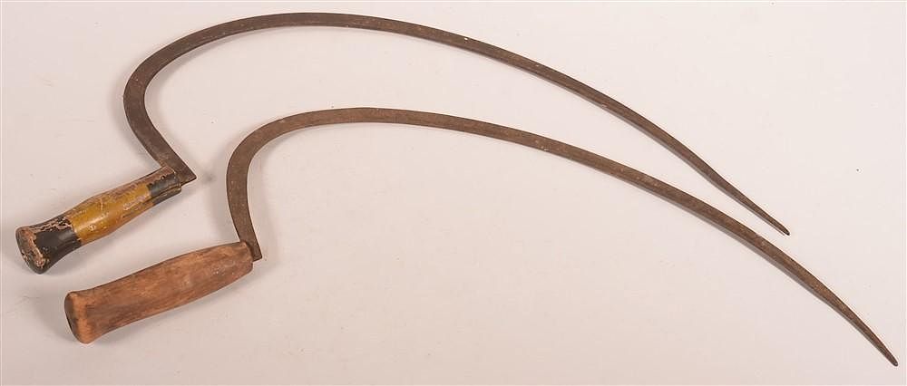 Appraisal: Pair of th C Signed Iron Sickle Pair of th