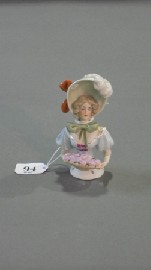 Appraisal: A German porcelain Art Deco half doll ' La Fruitiere'