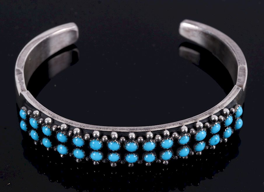 Appraisal: Navajo Sterling Sleeping Beauty Turquoise Cuff For your consideration is