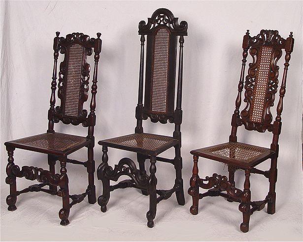 Appraisal: GROUP OF WILLIAM AND MARY STYLE SIDE CHAIRS Each an