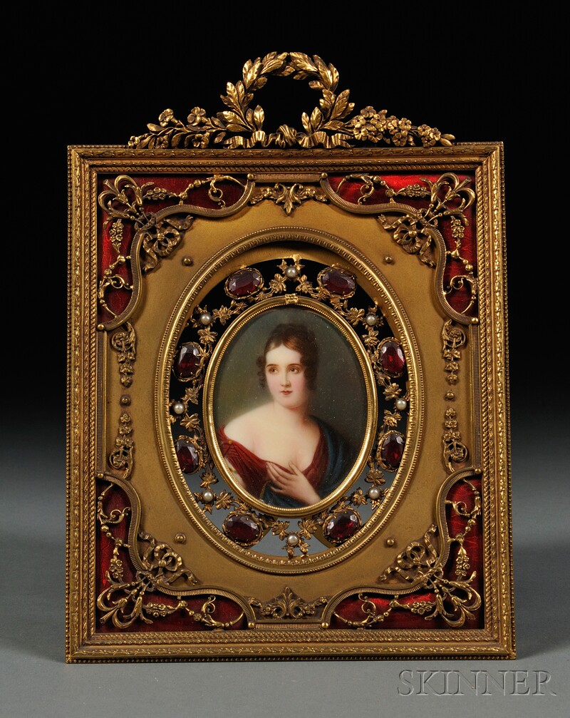 Appraisal: Framed Oval Portrait Miniature on Ivory France th century depicting