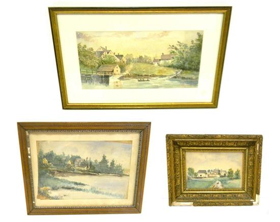 Appraisal: Three watercolors on paper by Cornelius Price Roseman Long Island