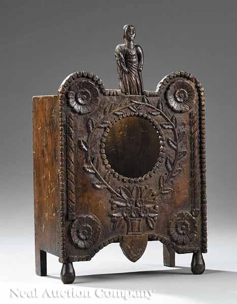 Appraisal: A French Provincial Carved Walnut Shelf Clock Case early th